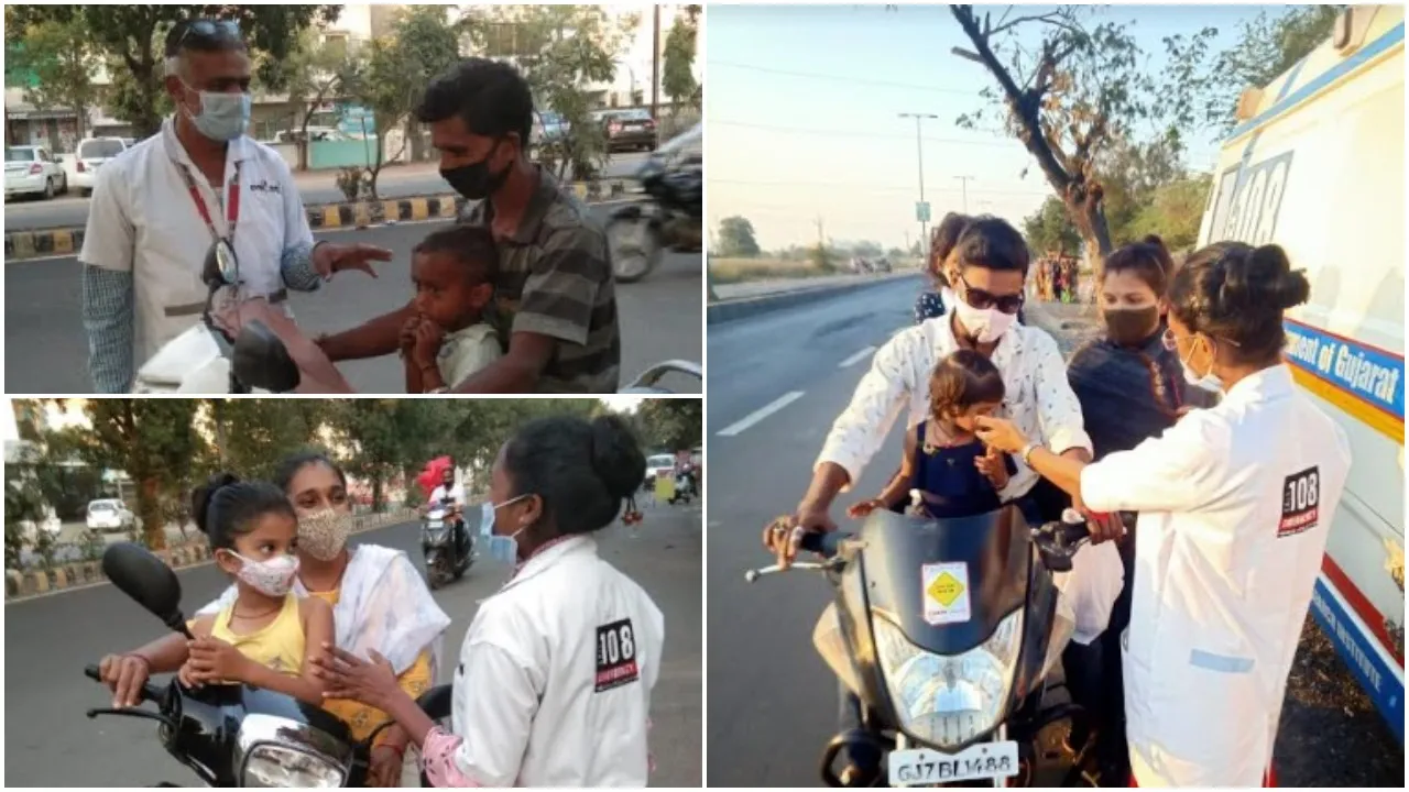 108 emergency teams aware people of Vadodara to avoid moving out with children during kite flying