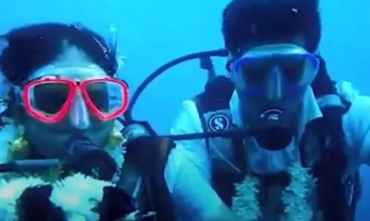 Chennai couple gets married underwater to spread awareness on ocean pollution