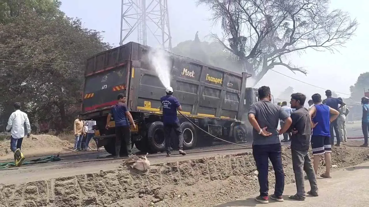 the burning truck