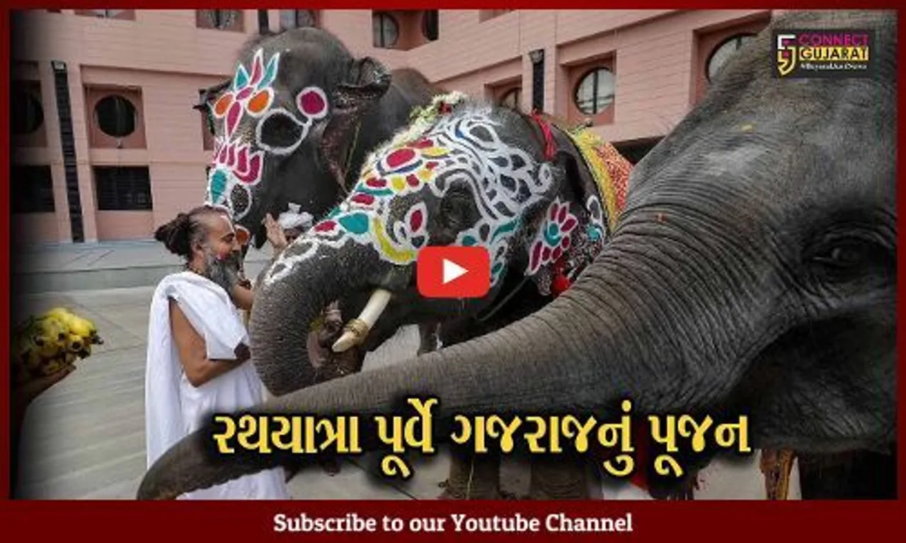 અમદાવાદ : શુભ કાર્યની શરૂઆત પહેલા ગજરાજની આગેવાનીમાં રથયાત્રા નીકળશે, જગન્નાથ મંદિર પાસે 14 હાથીનું પૂજન કરાયું