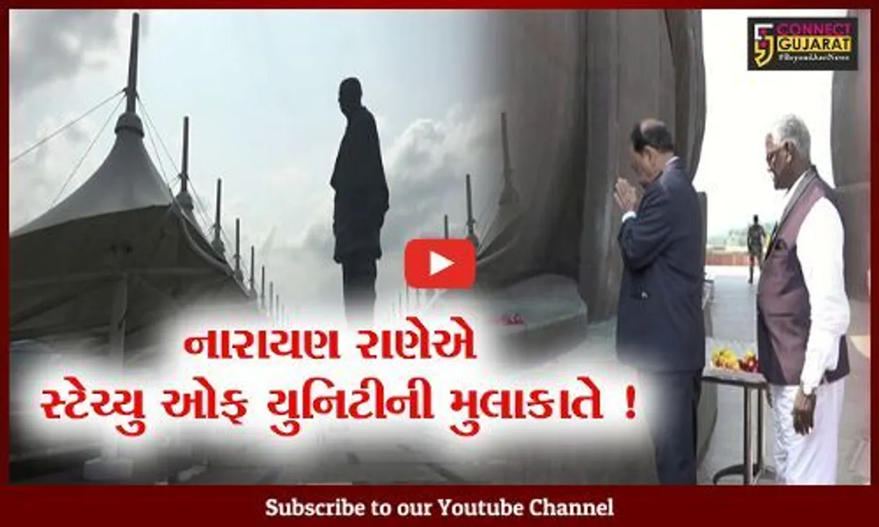 નર્મદા: કેન્દ્રિય મંત્રી નારાયણ રાણેએ સ્ટેચ્યુ ઓફ યુનિટીની લીધી મુલાકાત