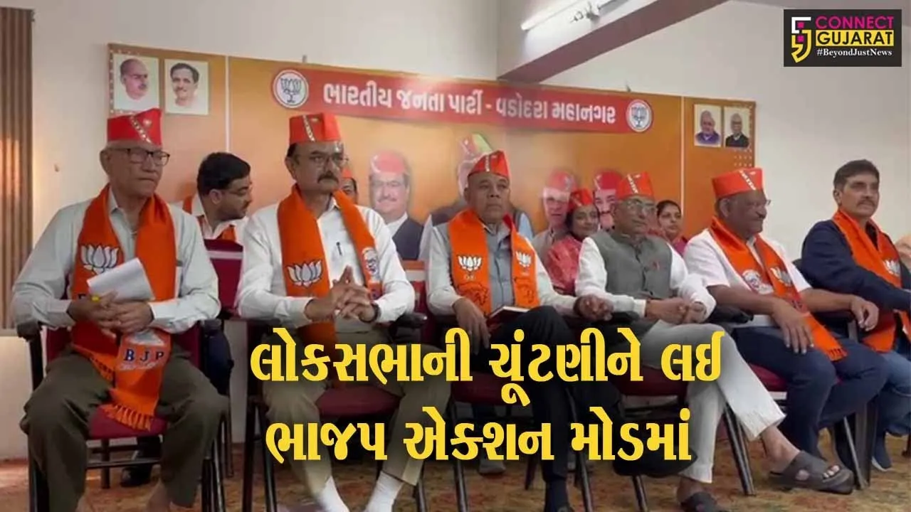 વડોદરા: ભાજપ કાર્યાલય ખાતે લોકસભા ચૂંટણીને લઈ ગોરધન ઝડફીયાની આગેવાનીમાં ક્લસ્ટર બેઠક યોજાઇ