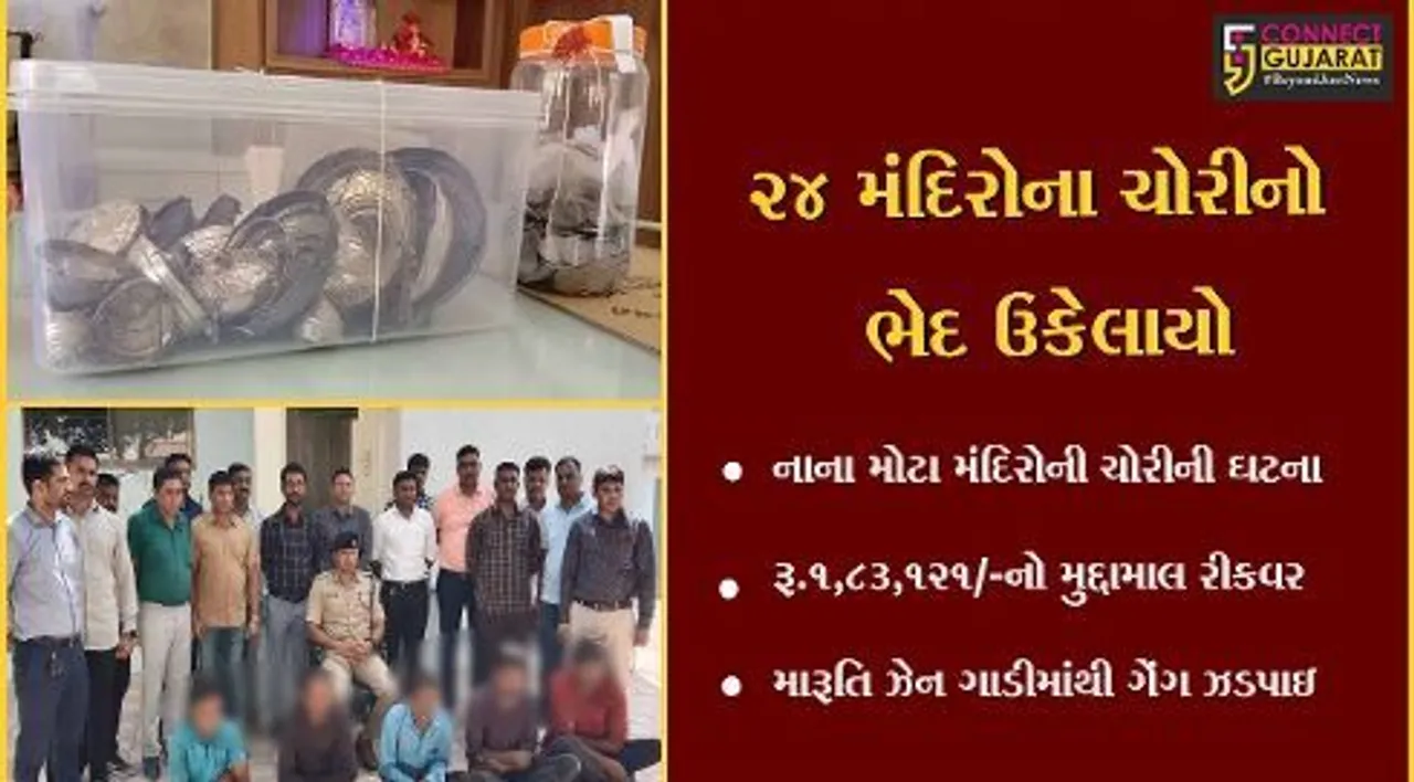 પાટણ : ચાણસ્મા હાઈવે પરથી મંદિરમાં ચોરી કરતી સક્રીય ગેંગ ઝડપાઇ, નાના મોટા ૨૪ મંદિરોનો લાખોનો સરસામાન જપ્ત