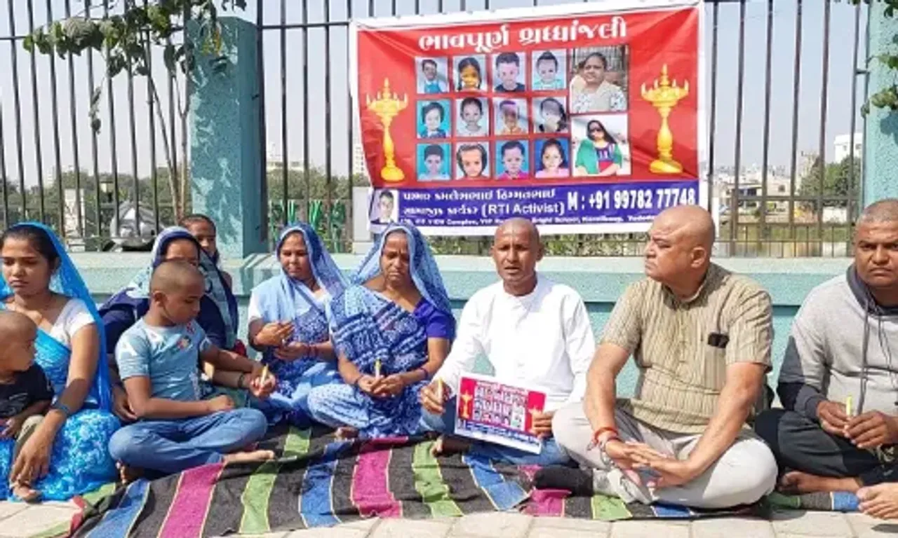 હરણી તળાવ ખાતે સામાજીક કાર્યકર્તાઓએ મુંડન કરાવી બાળકોને શ્રદ્ધાંજલિ આપી