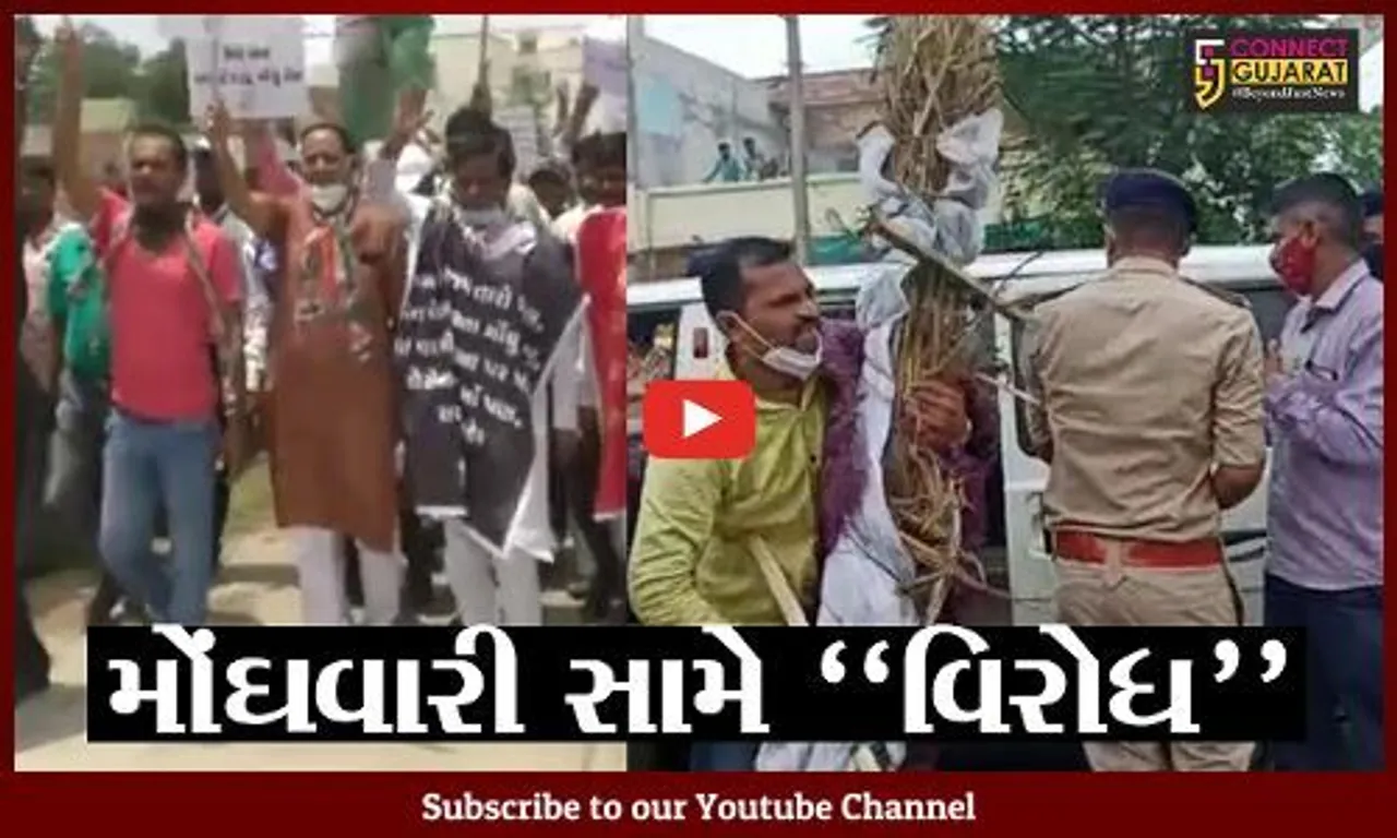 સાબરકાંઠા : રાષ્ટ્રીય કોંગ્રેસ સેક્રેટરીની આગેવાનીમાં મોંઘવારી સામે વિરોધ પ્રદર્શન યોજાયું