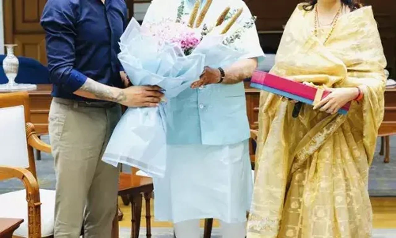 MLA રિવાબા જાડેજા અને રવીન્દ્ર જાડેજાએ PM મોદી સાથે કરી મુલાકાત