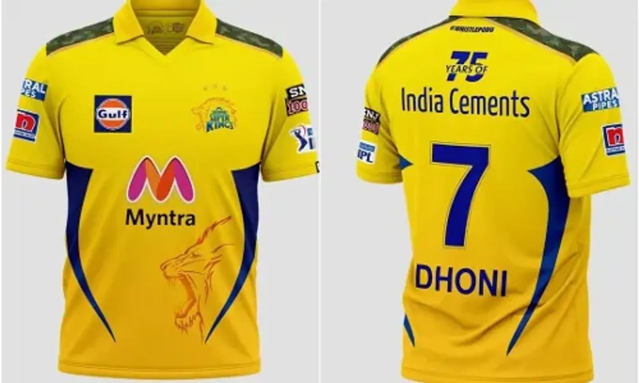 Chennai super kingsએ IPLસિઝન 17 માટે બંને ખભા પર આર્મી ગ્રીન સ્ટ્રીપ્સ સાથે નવી જર્સી લોન્ચ કરી