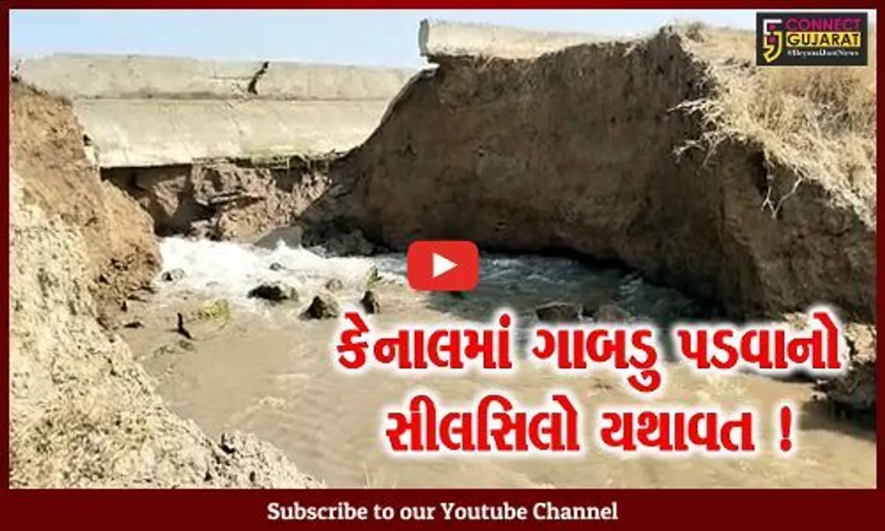 ભરૂચ: જંબુસરના ભડકોદ્રા નજીક મુખ્ય કેનાલમાં ગાબડુ, આસપાસના ખેતરોમાં પાણી ફરી વળ્યું