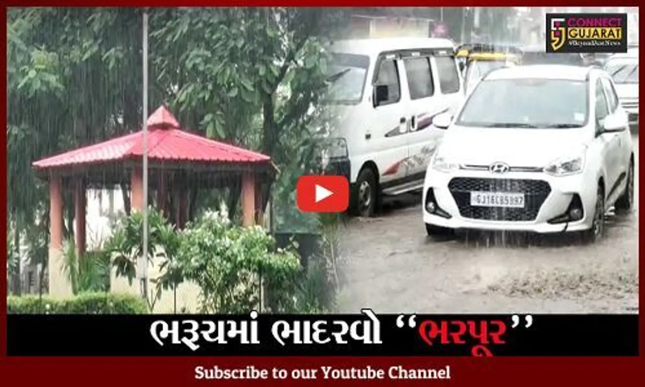 ભરૂચ: શહેરમાં મુશળધાર વરસાદ, ઠેર ઠેર વરસાદી પાણી ભરાયા