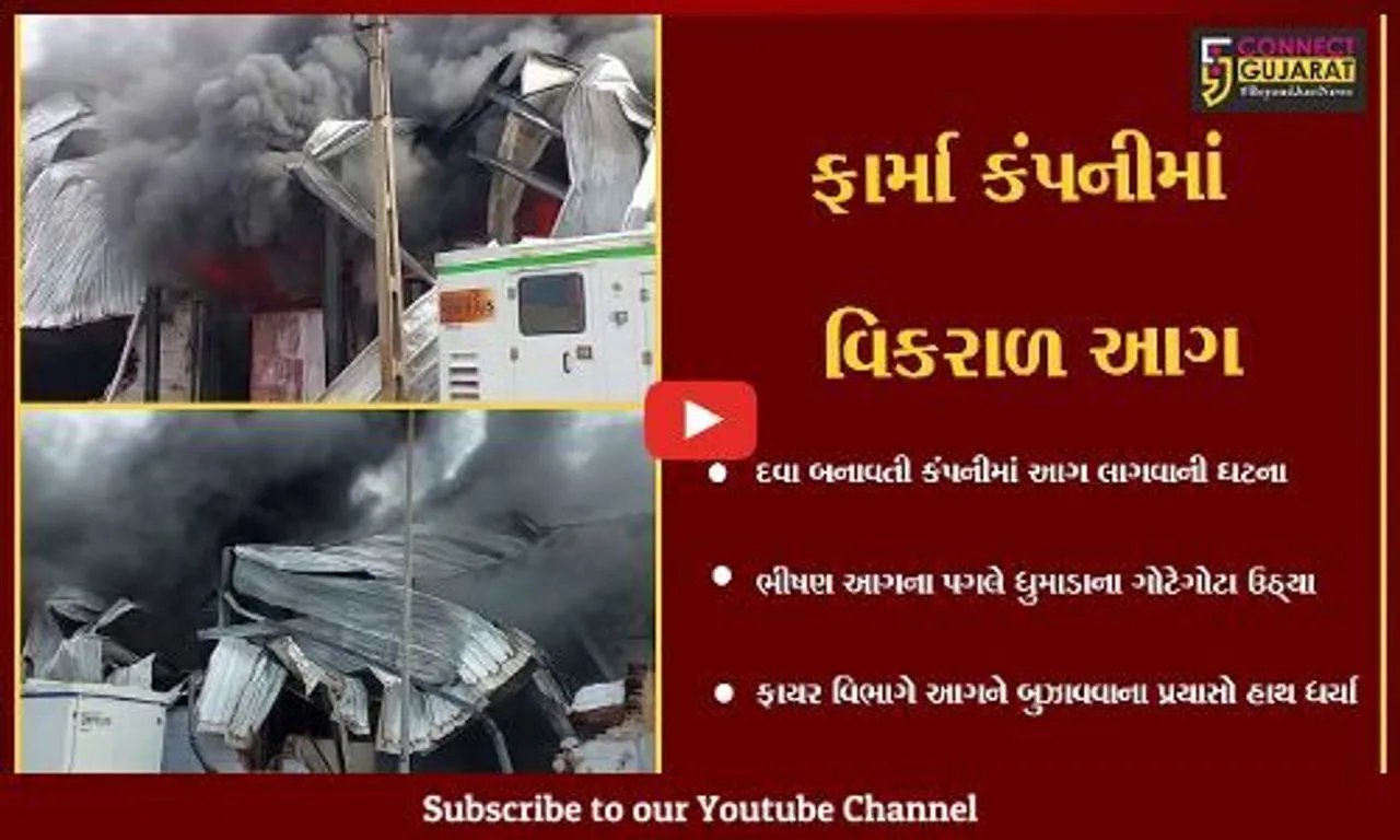 ગાંધીનગર : કલોલમાં દવા બનાવતી કંપનીમાં ભીષણ આગ ભભૂકી, ઉચ્ચ અધિકારીઓ ઘટનાસ્થળે પહોંચ્યા