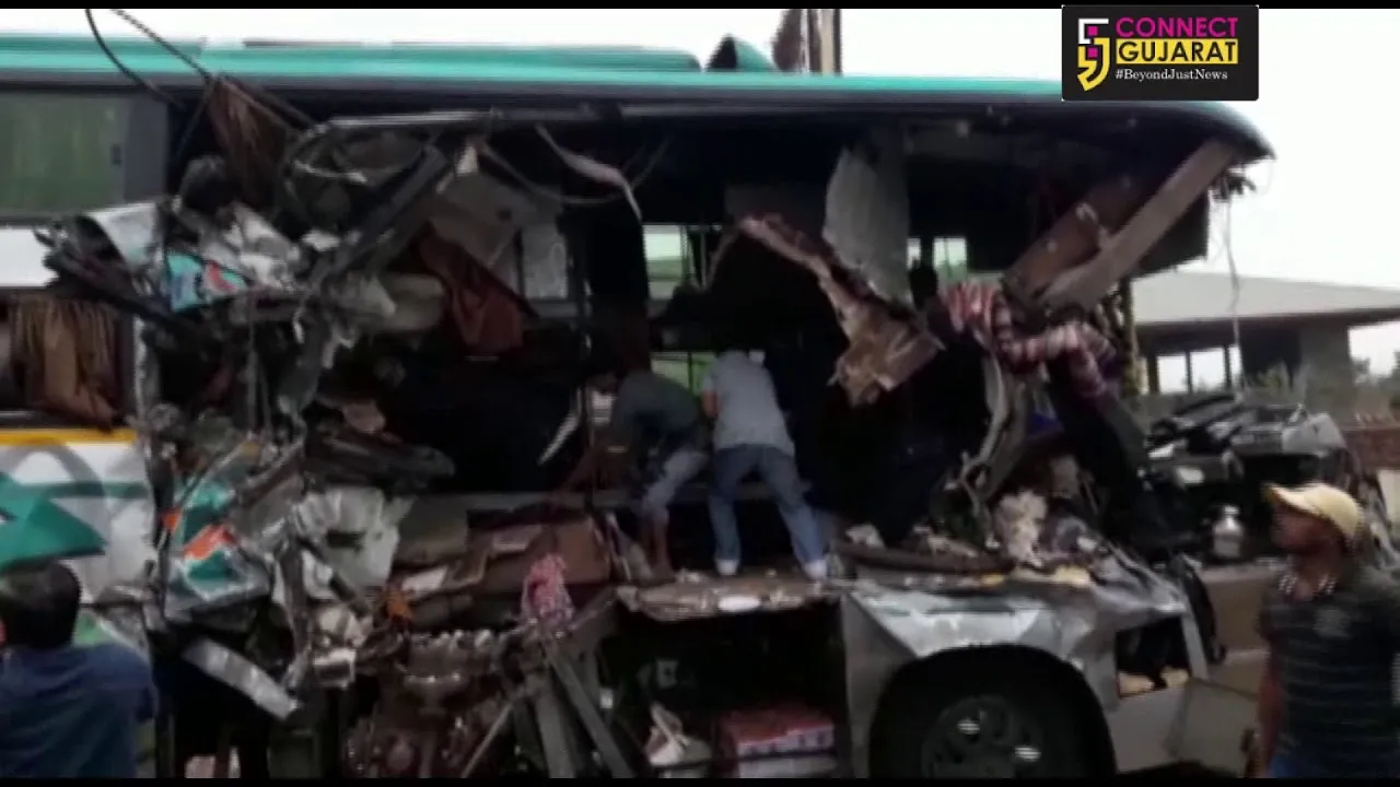 ભરૂચ નજીક ને.હા.નં 8 પર જાનૈયાઓની બસ અને ટ્રક વચ્ચે ગોઝારા અકસ્માતમાં ભદ્રેશા પરિવારનો માળો પીંખાયો