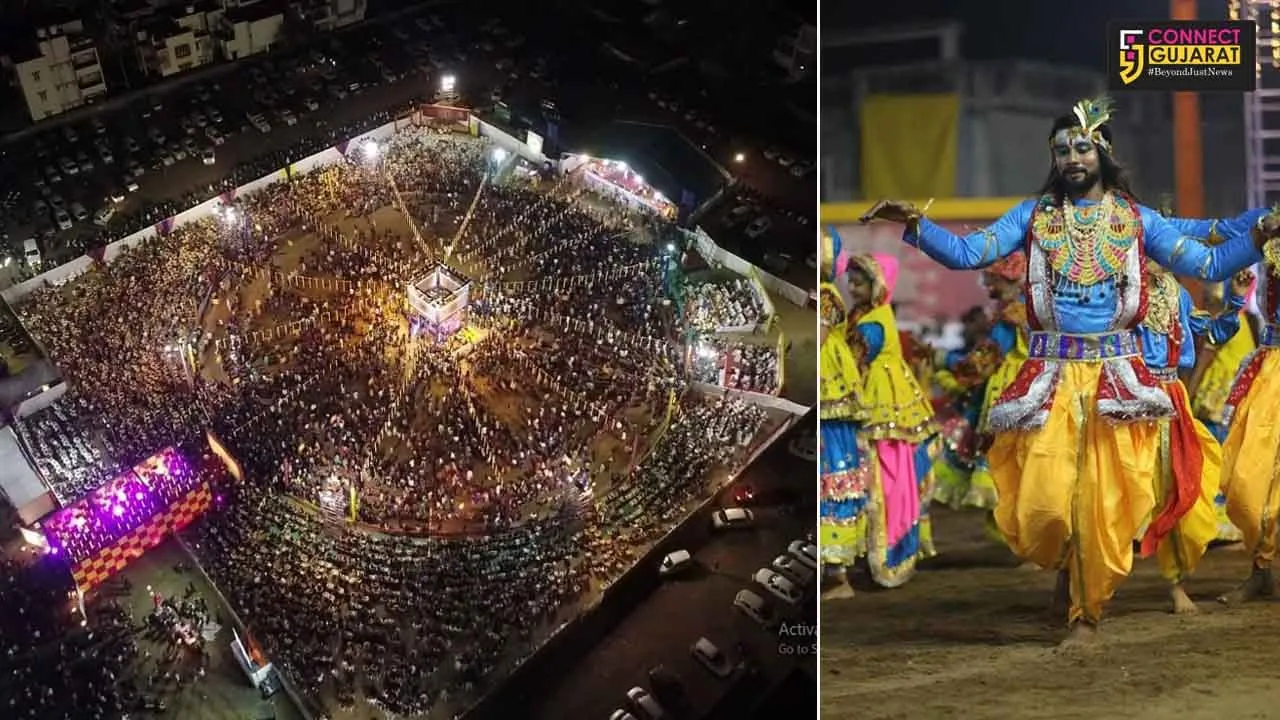 અંકલેશ્વરઃ રંગ રસિયા ગરબા મહોત્સવને નિહાળો ડ્રોનની નજરે, આવો છે માહોલ