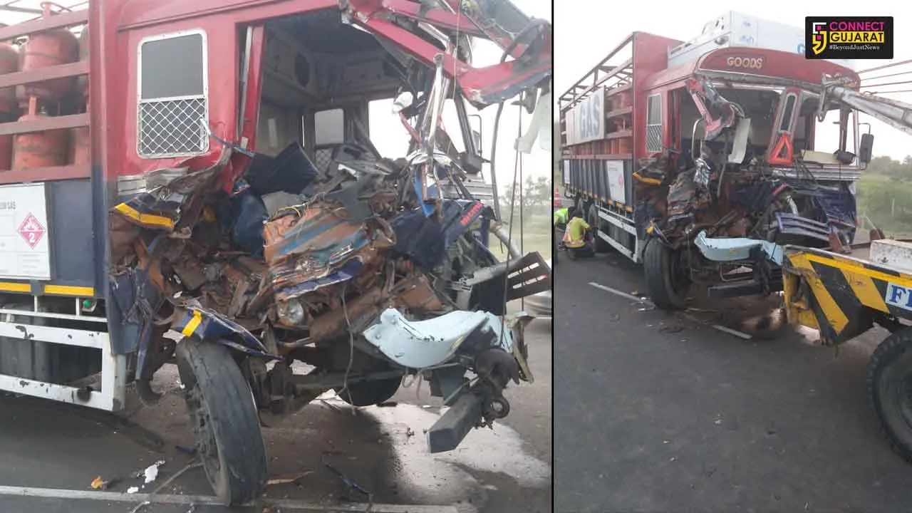 ભરૂચઃ પાલેજ નજીક હાઈવે ઉપર સર્જાયો અકસ્માત, ડ્રાયવર કેબિનમાં જ ફસાયો