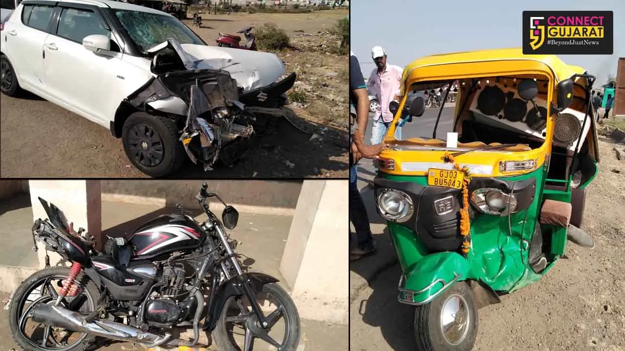 રાજકોટઃ ત્રણ વાહનો વચ્ચે સર્જાયો અકસ્માત, એકનું મોત