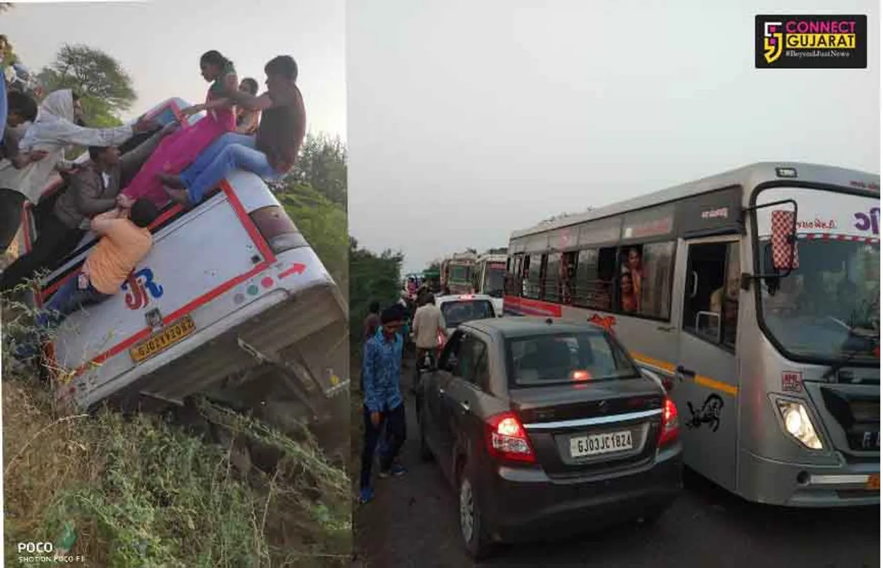 રાજકોટ :ગોંડલના ધરાળાં ગામના પાટિયા નજીક મિની બસ પલ્ટી,એક મહિલાનું મોત 