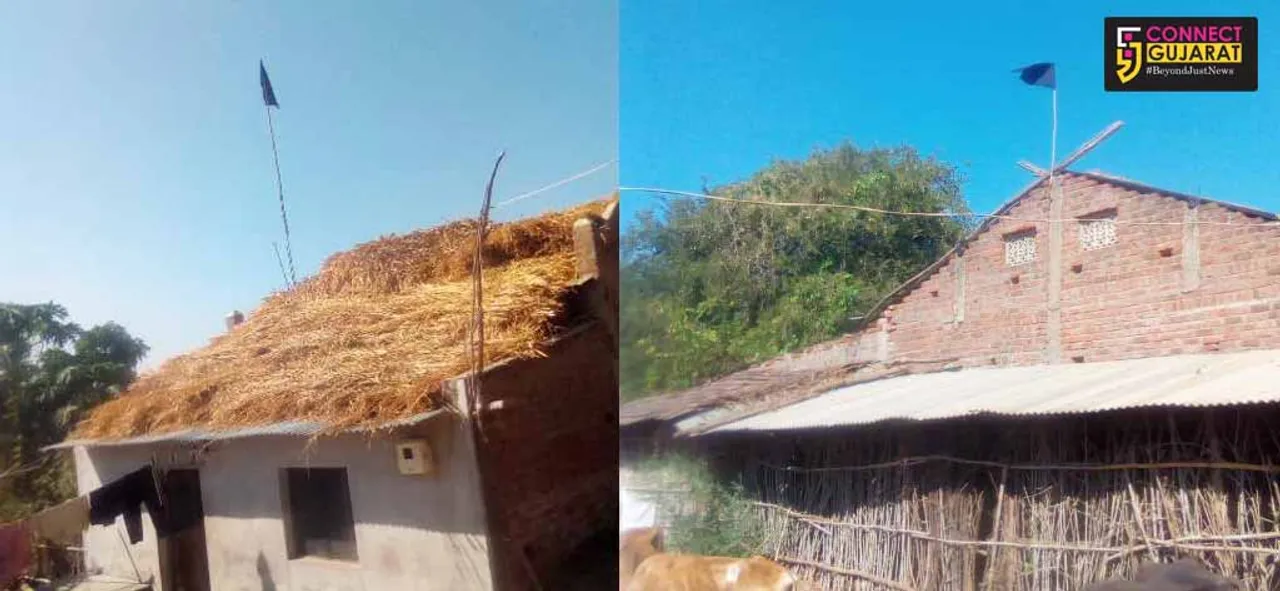 કેવડિયામાં ડિજી કોન્ફરન્સ ચાલુ થતા ગરૂડેશ્વર તાલુકાના ગામોના ઘરો પર કાળી ધજા ફરકવાઈ