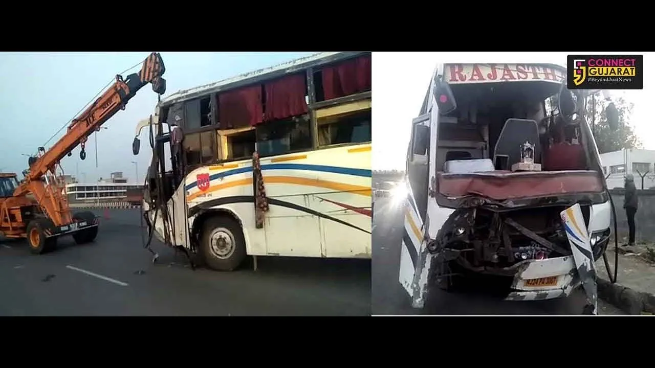 અંકલેશ્વરની વાલિયા ચોકડી નજીક ખાનગી બસને નડ્યો અકસ્માત, એકનું મોત,૧૨ને ઇજા