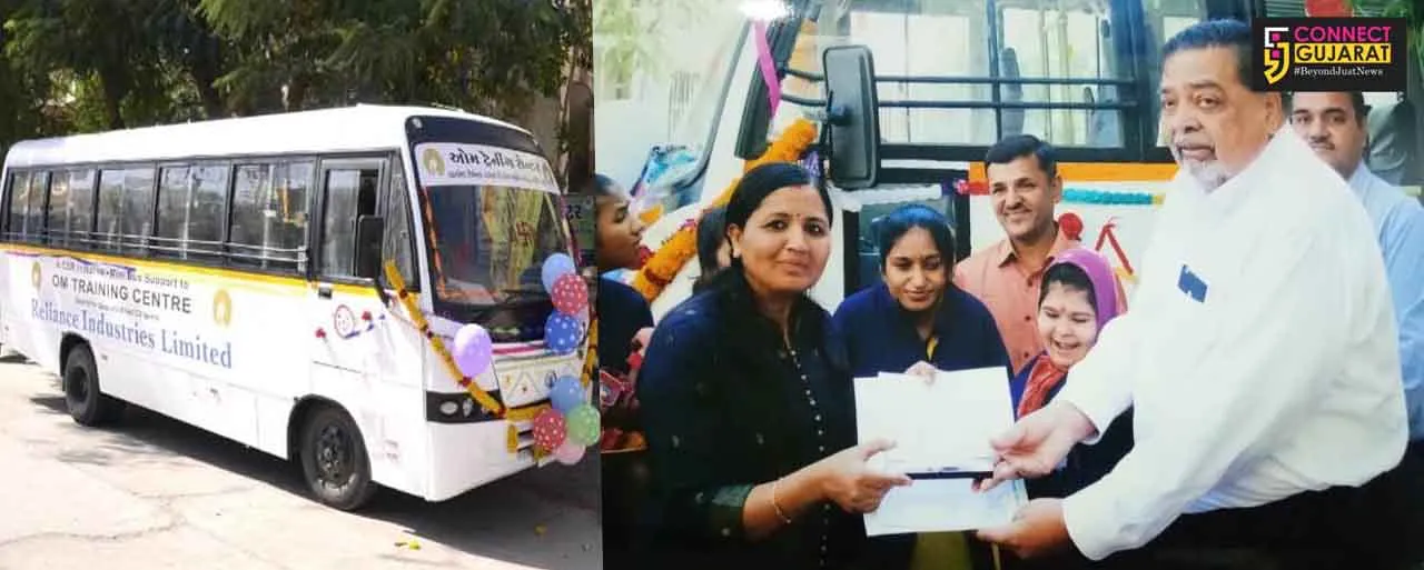 જામનગર :  ઓમ ટ્રેનીંગ સેન્ટરના દિવ્યાંગ, માનસિક ક્ષતિગ્રસ્ત બાળકોને બસ અર્પણ કરાઇ