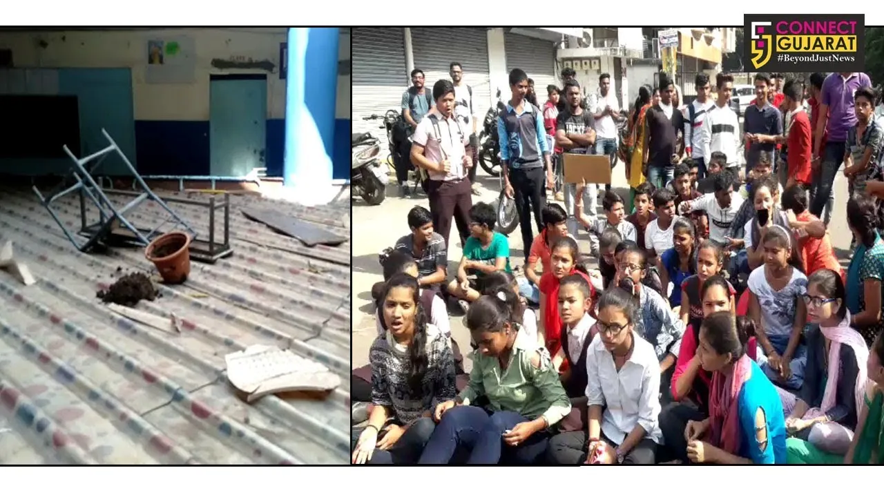 સુરત: સ્કૂલની માન્યતા રદ્દ કરાતાં સ્કૂલના ૫૪ વિદ્યાર્થીઓને પરીક્ષાની હોલ ટિકીટ ન મળતા કરી તોડફોડ