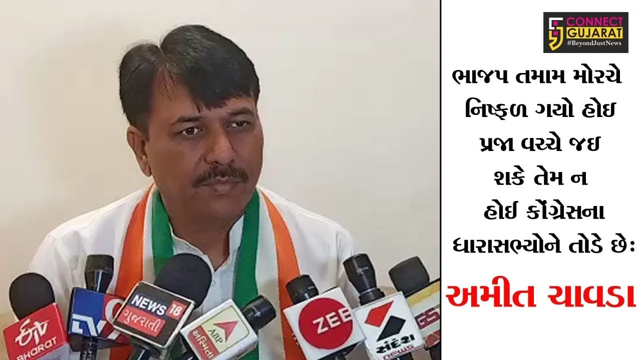 ભાજપ તમામ મોરચે નિષ્ફળ ગયો હોઇ પ્રજા વચ્ચે જઇ શકે તેમ ન હોઈ કોંગ્રેસના ધારાસભ્યોને તોડે છે: અમીત ચાવડા