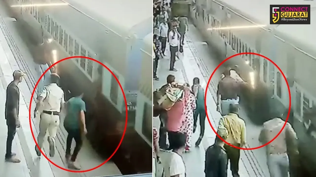 સુરત: રેલ્વે સ્ટેશન પર એક યુવક ચાલુ ટ્રેને ચડવા જતા તે ટ્રેકની વચ્ચે ફસાયો..!