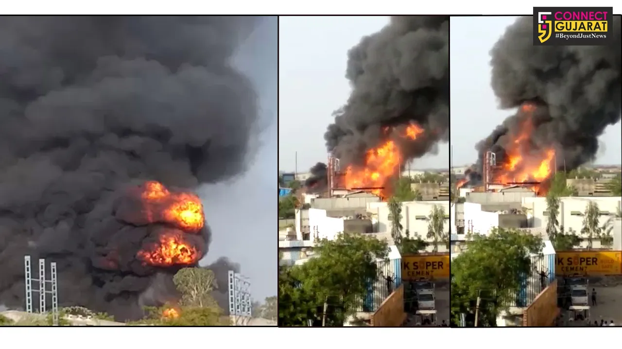 સાણંદ - વિરમગામ હાઈવે પર આવેલ ઉમા એસ્ટેટમાં લાગી ભીષણ આગ