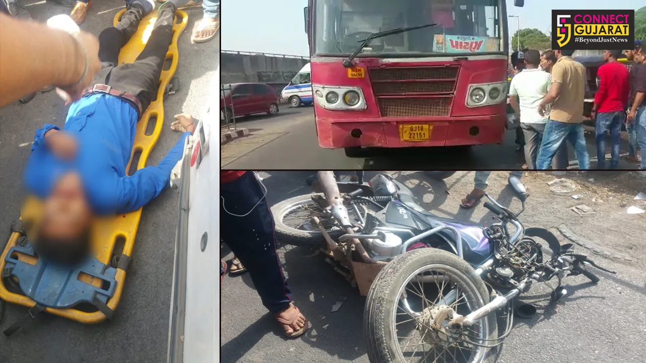 અંકલેશ્વર: સરકારી એસ.ટી બસ અને બાઇક વચ્ચે અકસ્માત,૧ ગંભીર