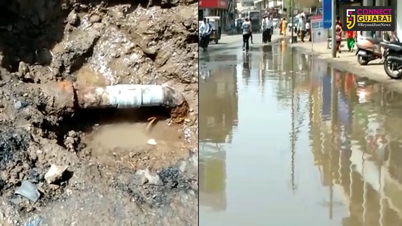 ભરૂચ સેવાશ્રમ રોડ પર પાણીની પાઇપલાઇનમાં ભંગાણ, લાખો ગેલન પાણીનો વેડફાટ