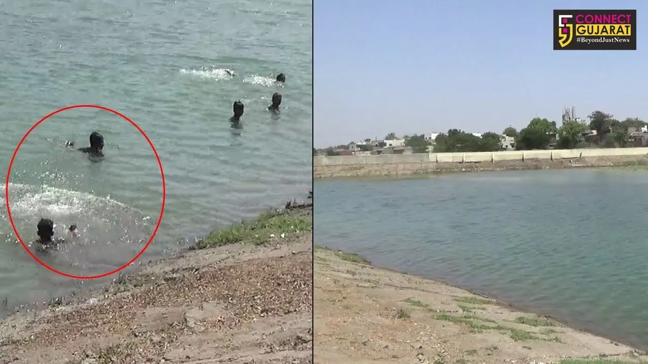 અંકલેશ્વર: પીવાનું પાણી પહોંચાડતા તળાવમાં જ બાળકો ન્હાવા પડતા પ્રજાનું સ્વાસ્થય ખતરામાં