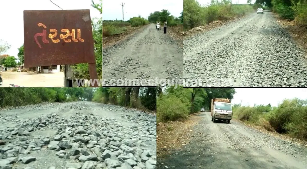 શિનોર: તેરસા થી સાધલી જવાના માર્ગનું ગોકળગતિએ ચાલતું કાર્ય, વાહનચાલકો ભોગવતા હાલાકી