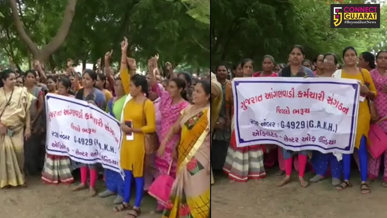 ભરૂચ : આંગણવાડી કર્મચારી સંગઠનની બહેનોએ પગાર વધારા સહિતની 12 જેટલી માંગણીઓ સાથે કલેક્ટરને આપ્યું આવેદન