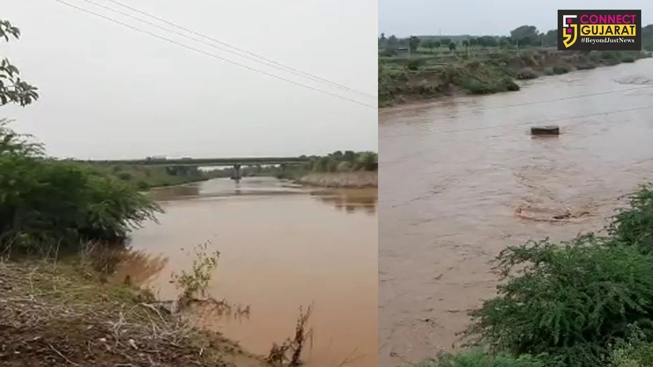 ભરૂચ જિલ્લામાં વરસાદના પગલે અમરાવતી ખાડી થઈ બંને કાંઠે વહેતી