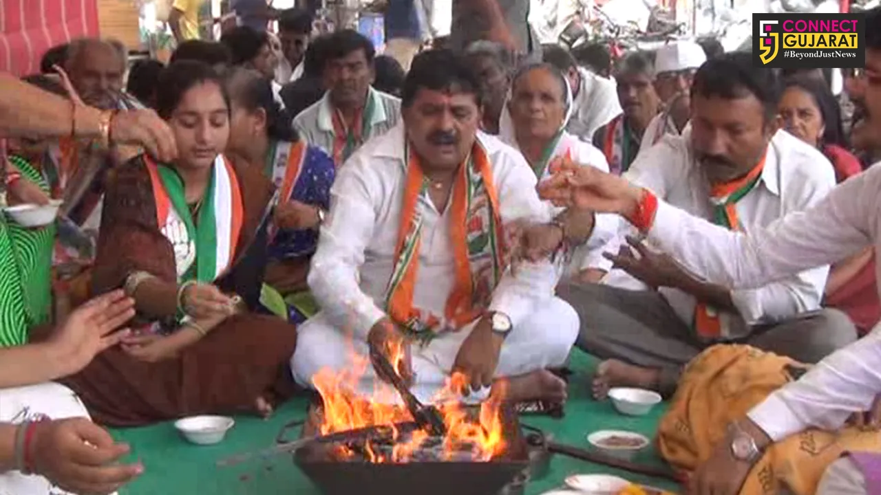 જામનગર કોંગ્રેસ દ્વારા પર્જન્ય યજ્ઞ થકી વરૂણદેવને રિઝવવા કરાયો પ્રયાસ