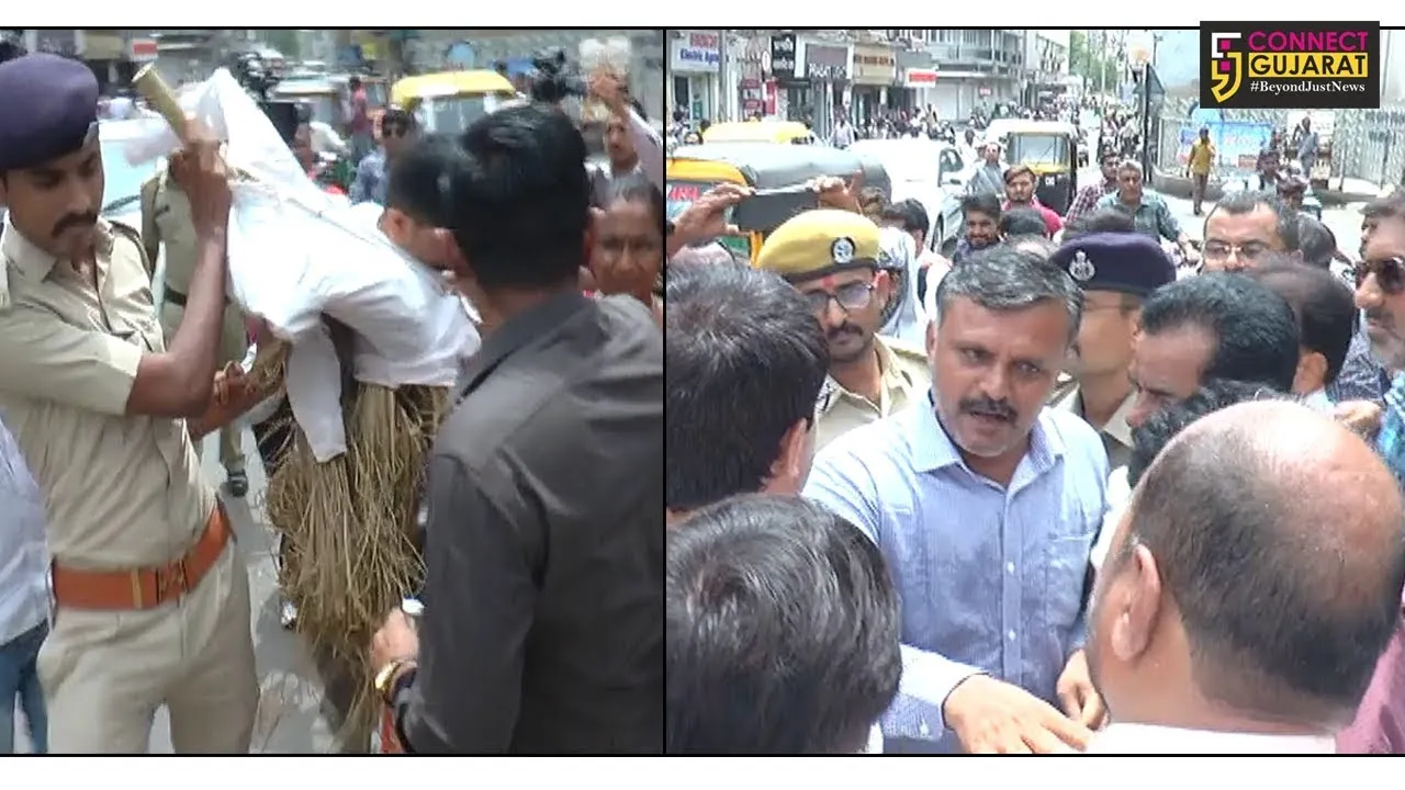 રાજકોટ: સુબ્રમણિયમ સ્વામિનો કોંગ્રેસ દ્વારા કરાયો વિરોધ, પોલીસ સાથે થયુ ધર્ષણ
