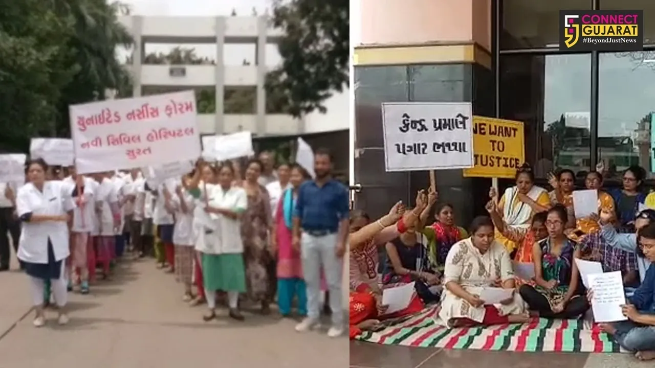 ભરૂચ અને સુરત સિવિલ હોસ્પીટલના નર્સીંગ સ્ટાફે પડતર માંગણીને પગલે ઉગામ્યું હડતાલનું શસ્ત્ર, કર્યા સુત્રોચ્ચાર