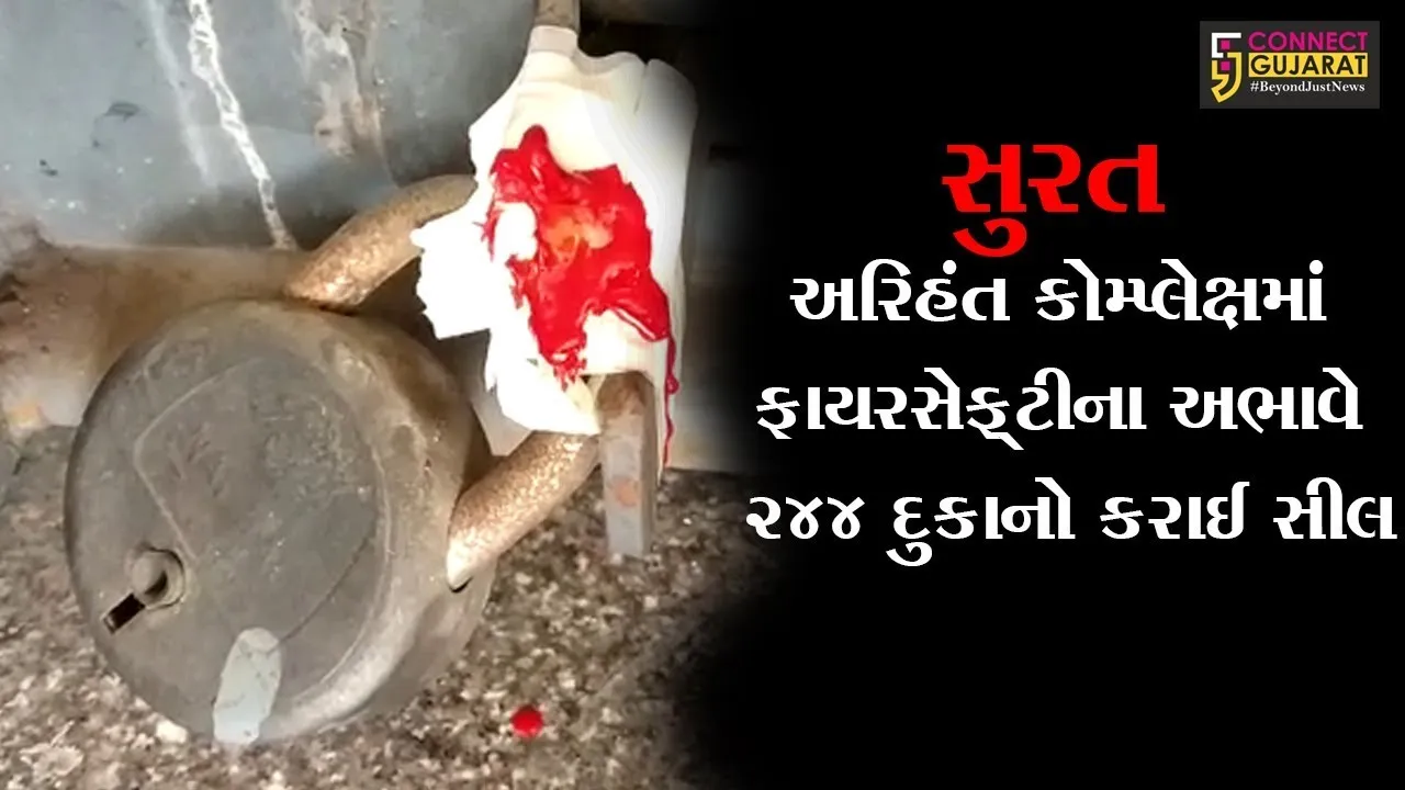 સુરત: ઉધના અરિહંત કોમ્પ્લેક્ષમાં ફાયર સેફ્ટીના અભાવે વરાછા કો.ઓ.બેંક સહિત ૨૪૪ દુકાનો કરાઈ સીલ
