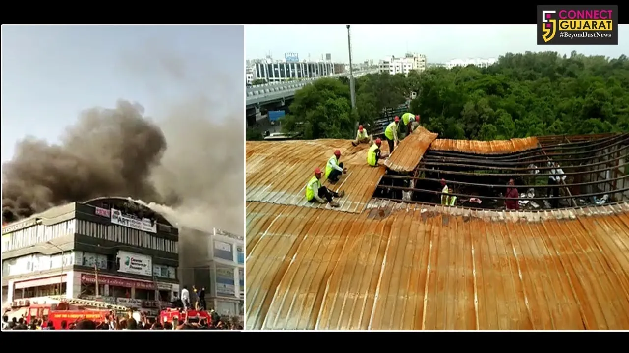 સુરત : તક્ષશિલા અગ્નિકાંડ મામલો, ત્રીજો માળ અને ગેરકાયદેસર ડોમનું કરાયું ડીમોલેશન