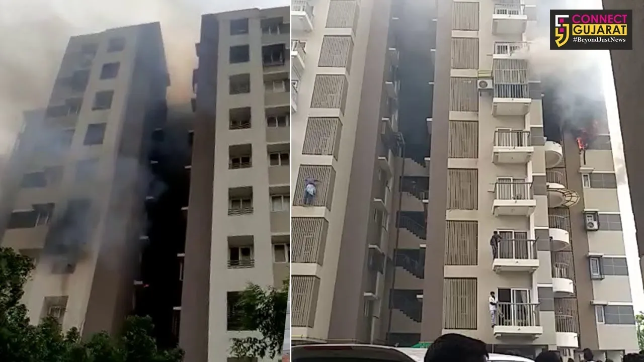 અમદાવાદના ગણેશ જીનેસિસ ફ્લેટના 5માં માળે ભીષણ આગ, રહીશોની ફાયરકર્મીઓ સાથે મારા મારી