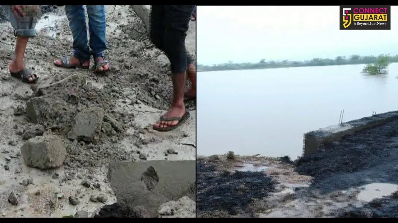 પાવી જેતપુરના કરાલીગામ પાસે બનાવેલ નવો પુલ બેસી જતાં ગ્રામજનોમાં ફેલાયો ભય