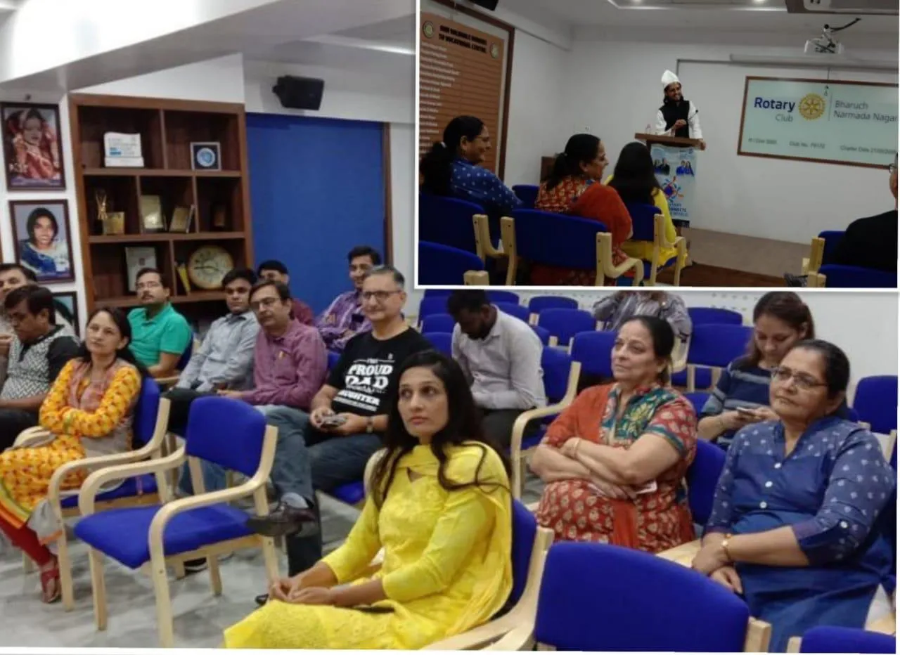 ભરૂચ રોટરી ક્લબમાં જીવન અને અધ્યાત્મ વિષય પર વ્યાખ્યાનનો કાર્યક્રમ યોજાયો