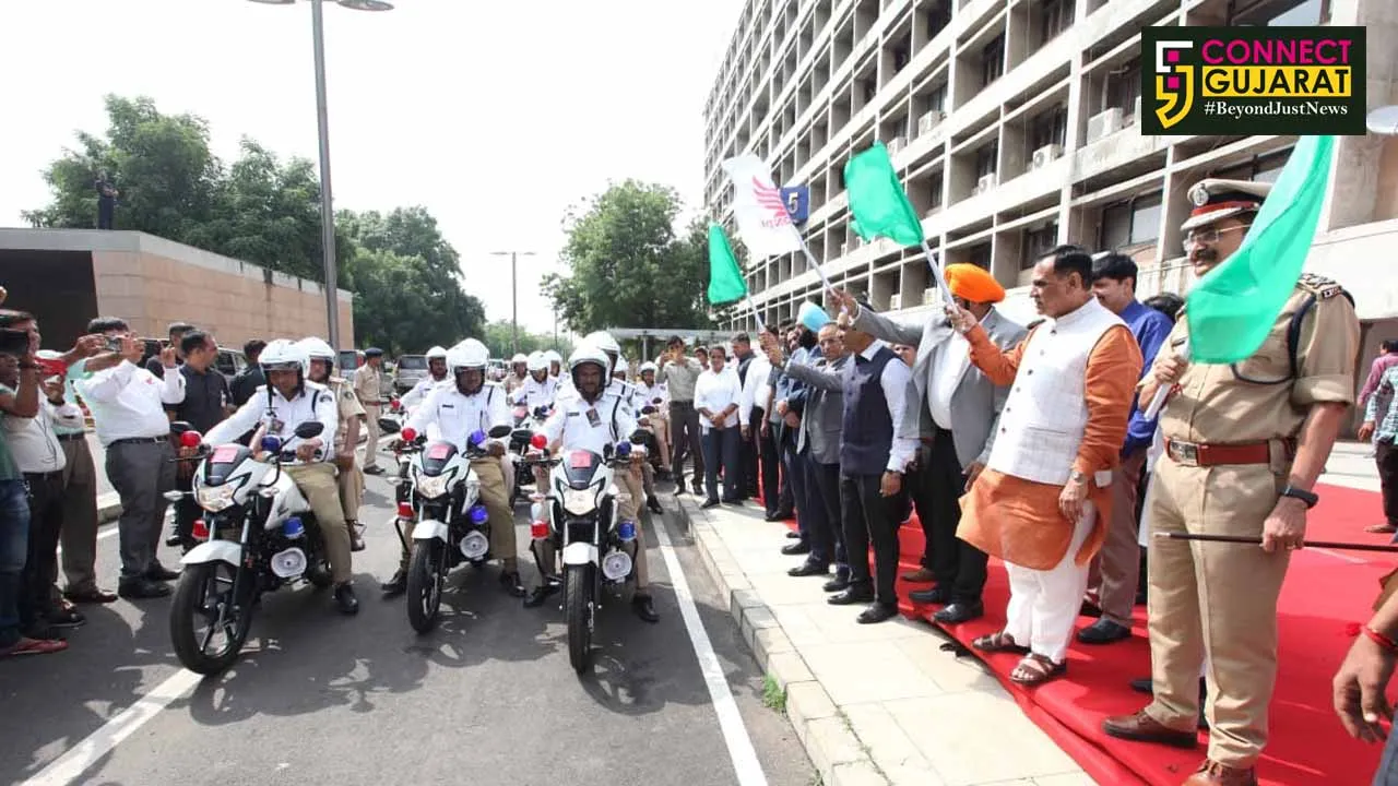 ગુજરાત પોલીસ દળમાં અદ્યતન સુવિધાથી સજ્જ પ૦ મોટરબાઇક સામેલ