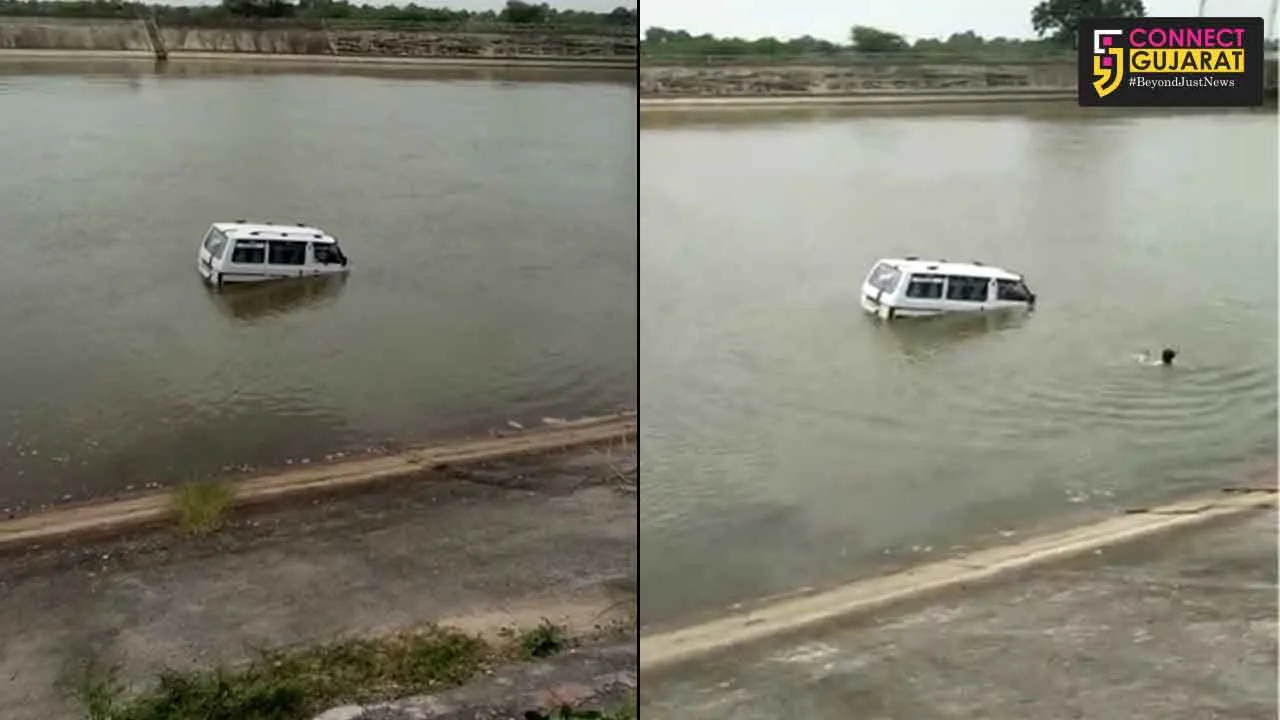 પંચમહાલ : ગોધરા નજીક નર્મદા કેનાલમાં મારુતિ વાન ખાબકી, વાનચલાકનો આબાદ બચાવ