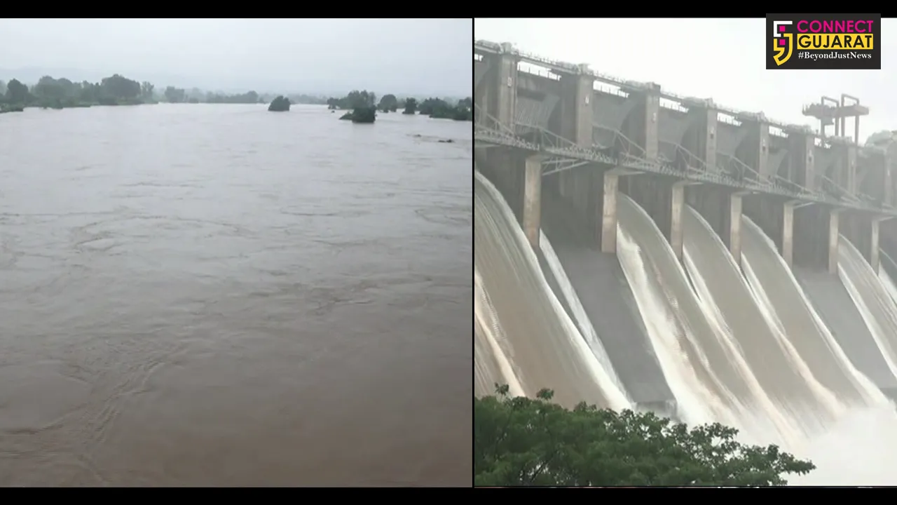 નર્મદા : કરજણ ડેમના સાત દરવાજા ખોલી 1.30 લાખ કયુસેક પાણી છોડાયું