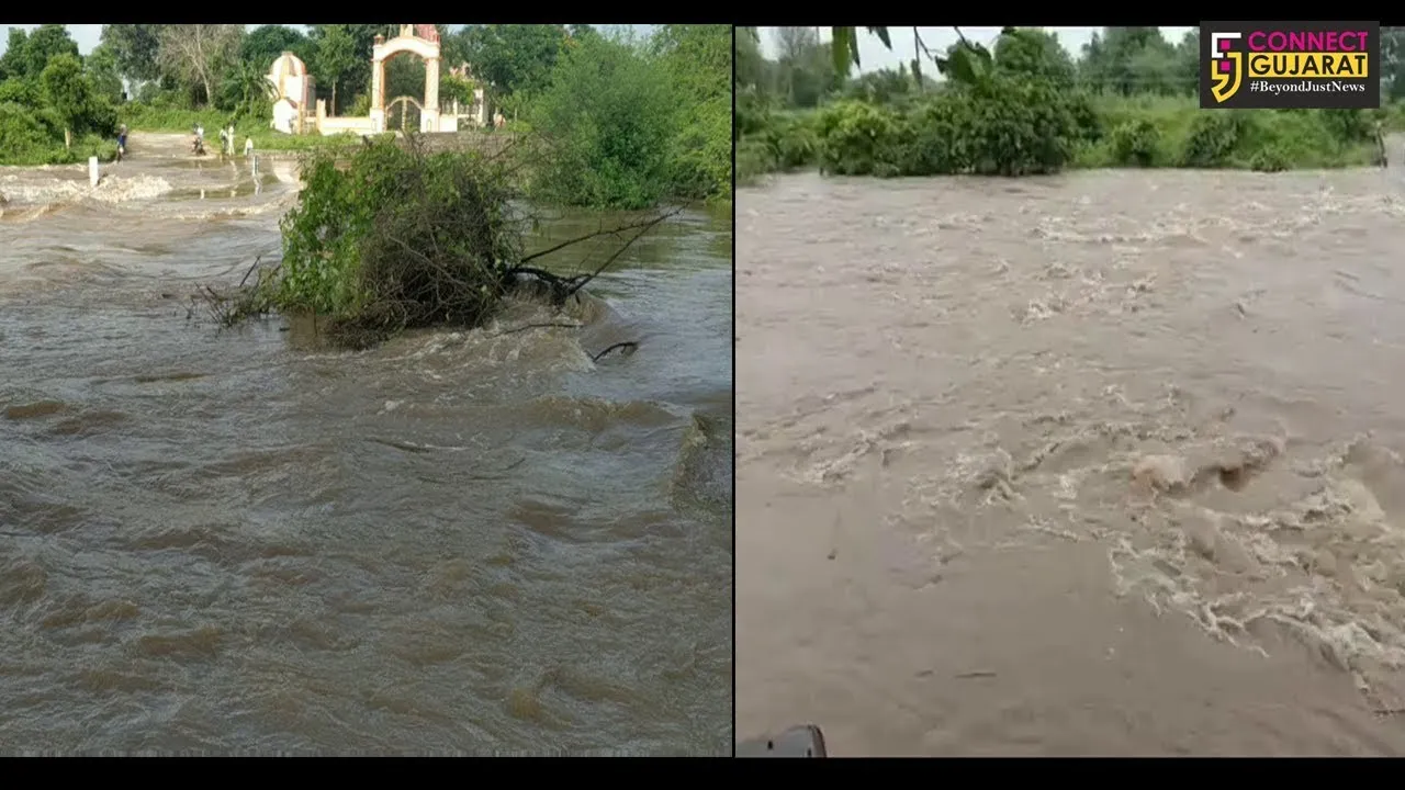 અરવલ્લી : મોડાસા નજીક ઝૂમર નદીમાં ઘોડાપુર, 8 ગામનો વાહનવ્યવહાર ઠપ્પ