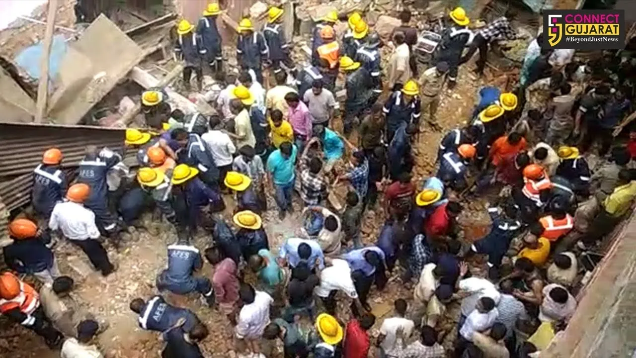 અમદાવાદ: અમરાઈવાડી વિસ્તાર માં બંગલા વાળી ચાલી માં ૩ માળનું મકાન ધરાસાઇ