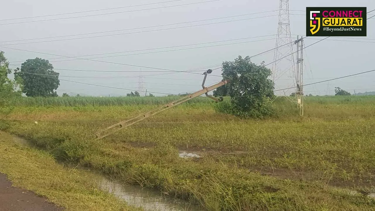 સુરત: માંગરોળ તાલુકામાં કૃષિ વીજ લાઇનના વીજ પોલ નમી પડતા વીજ કંપનીના જવાબદારો સામે ખેડૂતોમાં રોષ