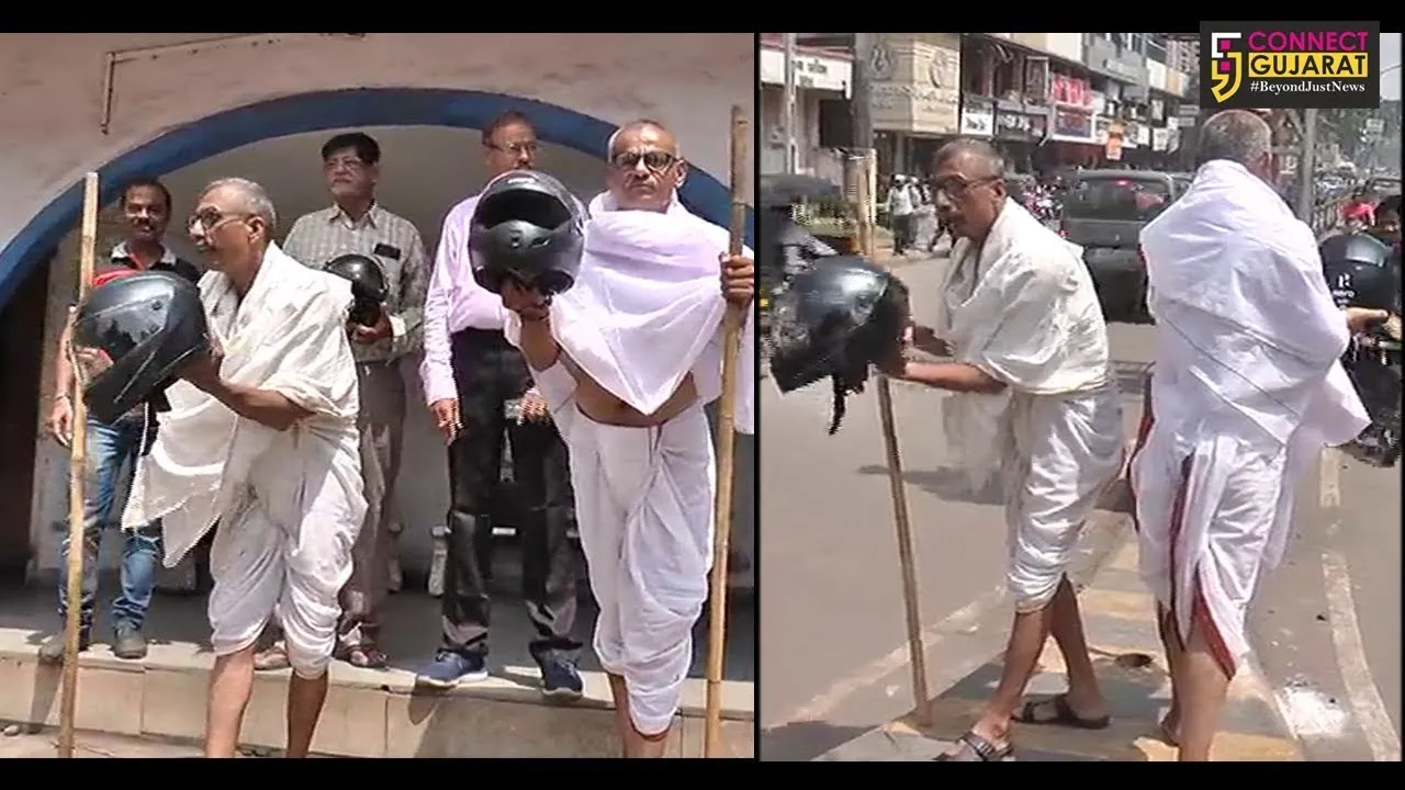 ભરૂચ : શહેરના માર્ગો પર જોવા મળ્યાં “ગાંધીજી”, વાહનચાલકોને હેલમેટ પહેરવા કરી અપીલ