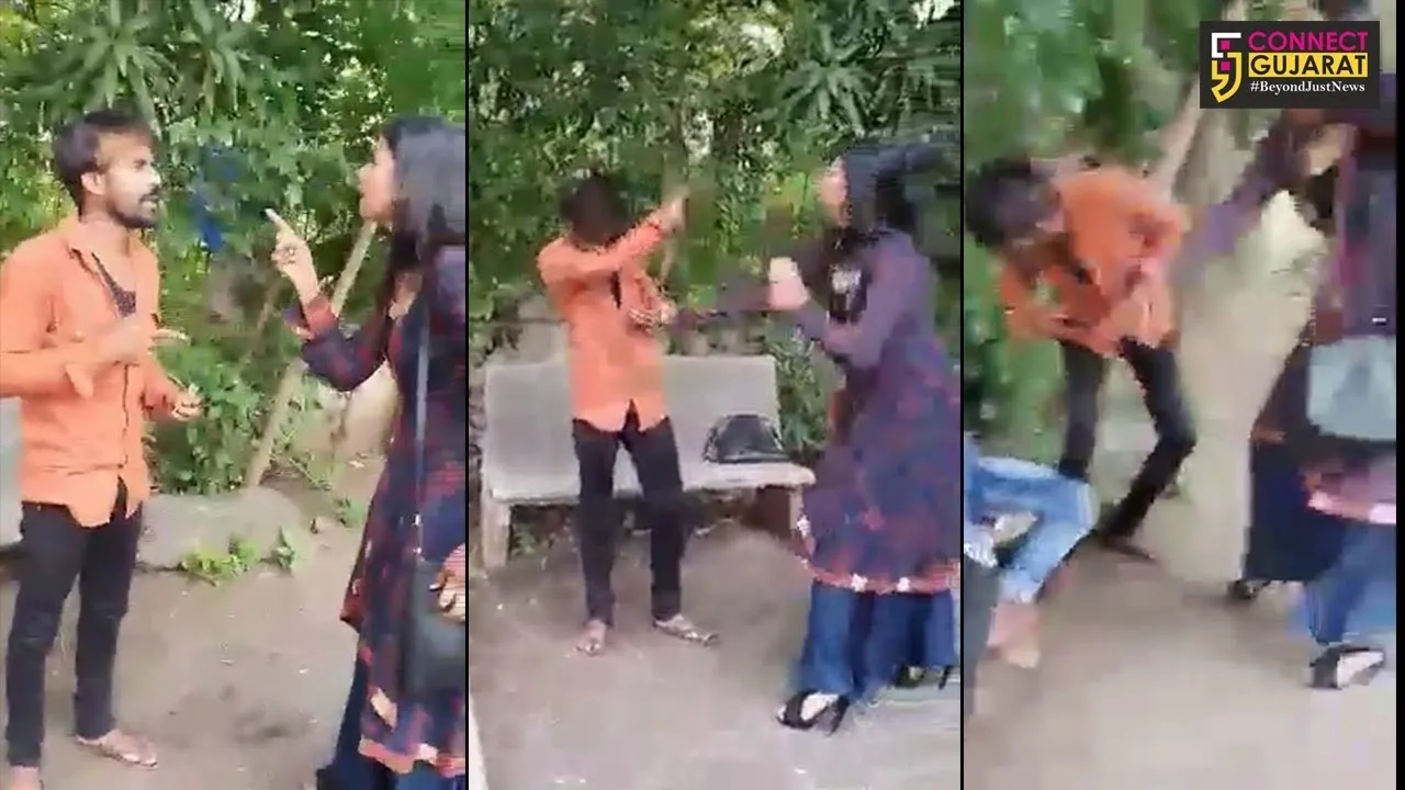 નવસારીમાં પ્રેમિકાની મોટી બહેને પ્રેમીને જાહેરમાં માર્યો માર, વીડિયો થયો વાયરલ
