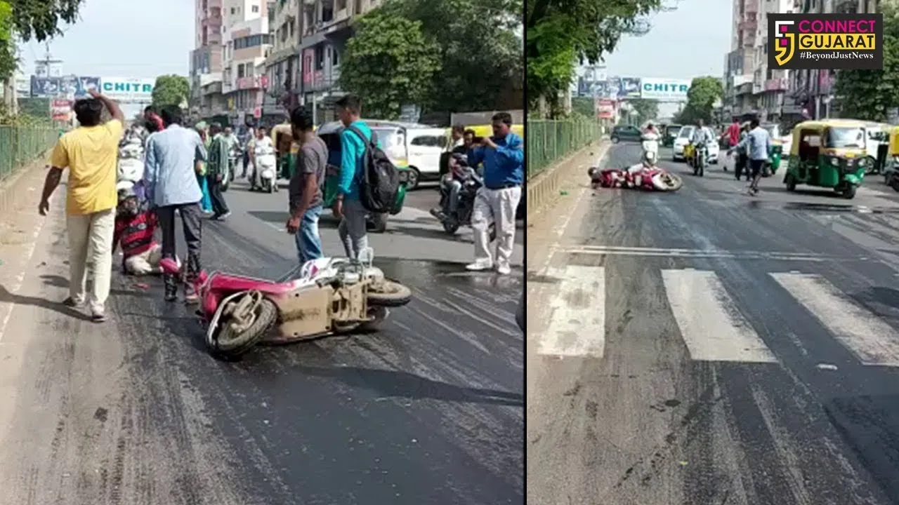 આણંદ : ભાલેજ માર્ગ પર ઢોળાયું ઓઇલ, ૨૦થી વધુ વાહનચાલકોએ મારી સ્લીપ