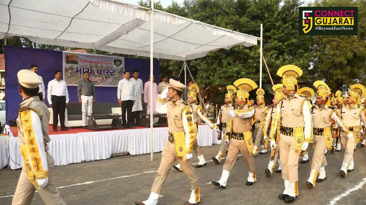 રાષ્ટ્રિય એકતા દિવસની ઉજવણી અંતર્ગત ભરૂચમાં માર્ચ પાસ્ટ યોજાઈ